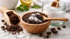 Das Mischen von Kaffeesatz mit Backpulver: ein beliebtes Hausmittel.